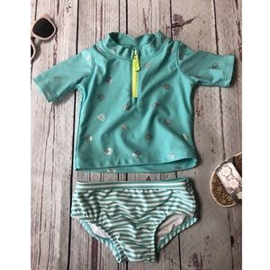 Carter’s two piece teal fish swim suit
